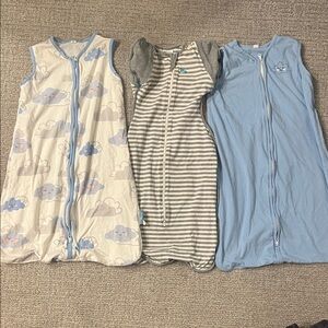 Blue and Gray Baby Sleep Sack Bundle - Cloud & Stripe Designs